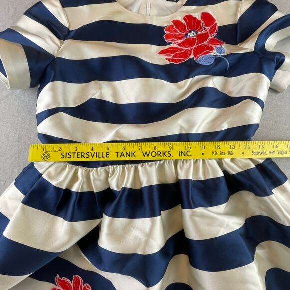 Kate Spade New York Embroidered Floral Stripe Mini Dress Cream and French Navy 6 - Picture 8 of 10